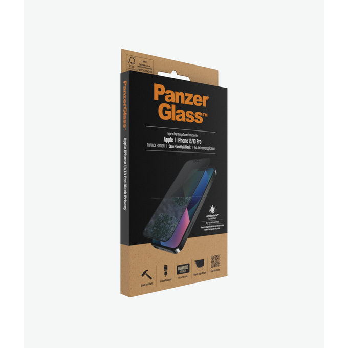 PanzerGlass - Tempered Glass Case Friendly Privacy AB for iPhone 13, 13 Pro, 14 & 16e, black