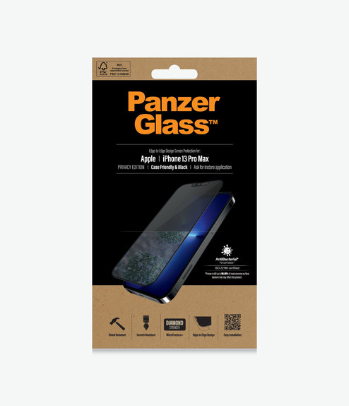 PanzerGlass - Tempered Glass Case Friendly Privacy AB for iPhone 13 Pro Max & 14 Plus, black
