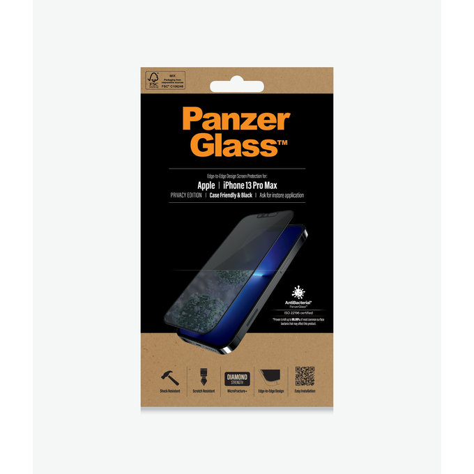 PanzerGlass - Tempered Glass Case Friendly Privacy AB for iPhone 13 Pro Max & 14 Plus, black