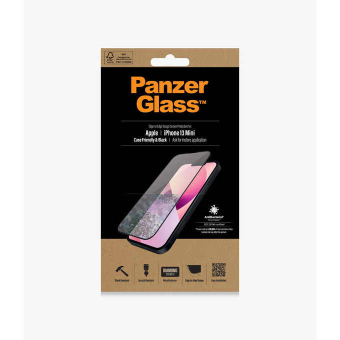 PanzerGlass - Tempered glass Case Friendly AB for iPhone 13 mini, black