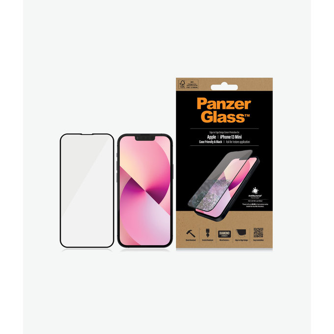 PanzerGlass - Tempered glass Case Friendly AB for iPhone 13 mini, black