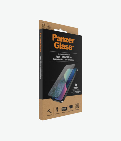 PanzerGlass - Tempered Glass Case Friendly AB for iPhone 13, 13 Pro & 14, black