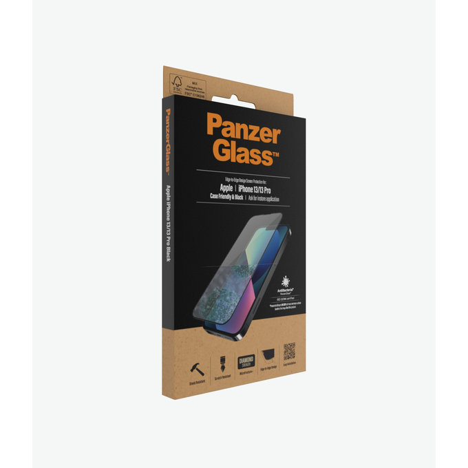 PanzerGlass - Tempered Glass Case Friendly AB for iPhone 13, 13 Pro & 14, black