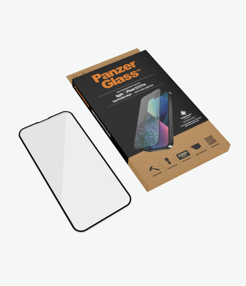 PanzerGlass - Tempered Glass Case Friendly AB for iPhone 13, 13 Pro & 14, black