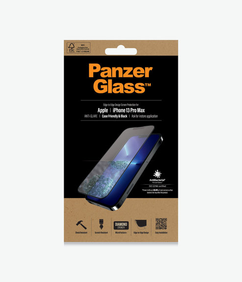 PanzerGlass - Tempered Glass Case Friendly Anti-Glare AB for iPhone 13 Pro Max & 14 Plus, black
