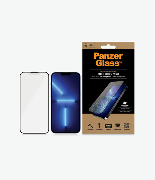 PanzerGlass - Tempered Glass Case Friendly Anti-Glare AB for iPhone 13 Pro Max & 14 Plus, black