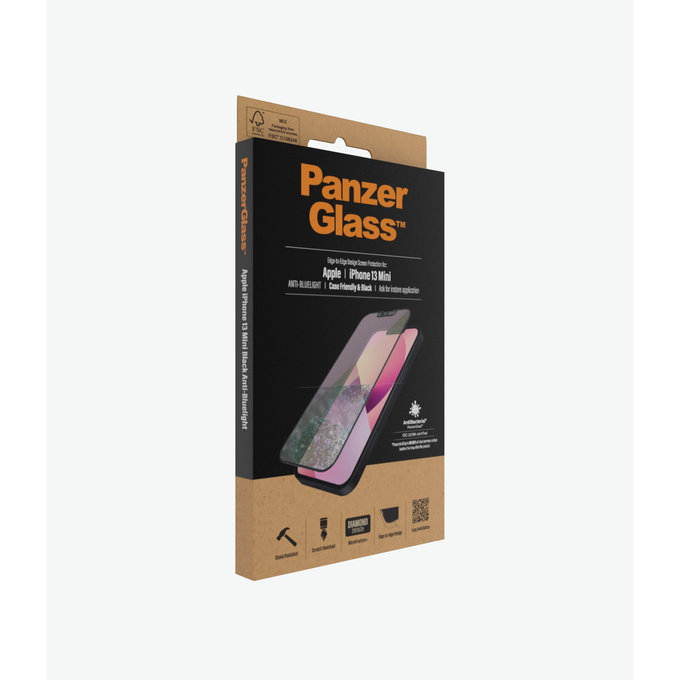 PanzerGlass - Tempered glass Case Friendly Anti-Bluelight AB for iPhone 13 mini, black