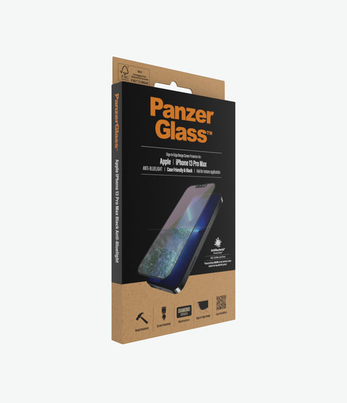 PanzerGlass - Tempered Glass Case Friendly Anti-Bluelight AB for iPhone 13 Pro Max & 14 Plus, black