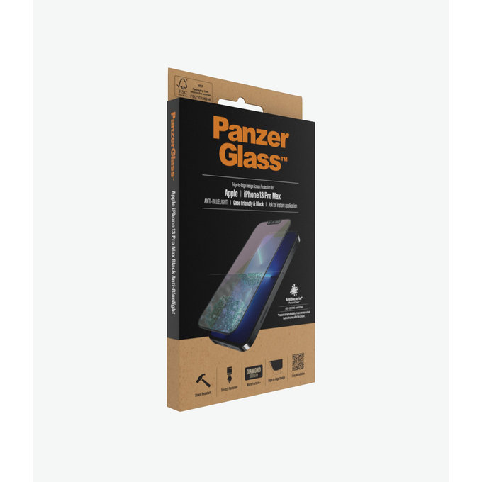 PanzerGlass - Tempered Glass Case Friendly Anti-Bluelight AB for iPhone 13 Pro Max & 14 Plus, black