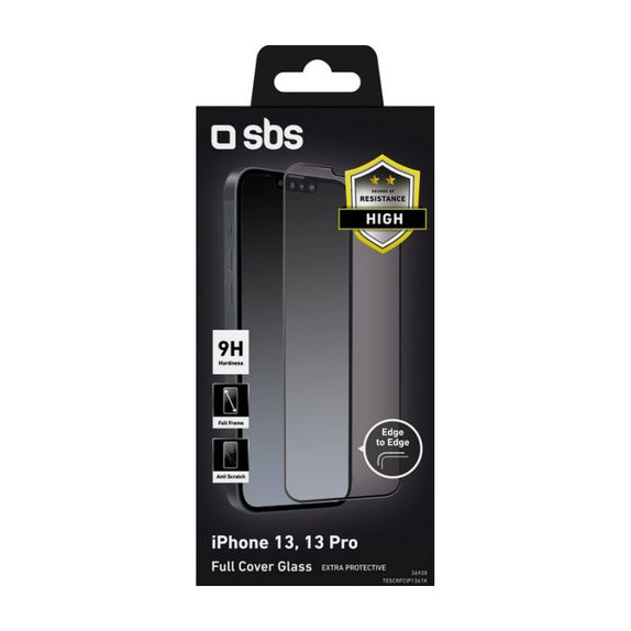 SBS - Tempered Glass Full Cover for iPhone 13, 13 Pro, 14 & 16e, black