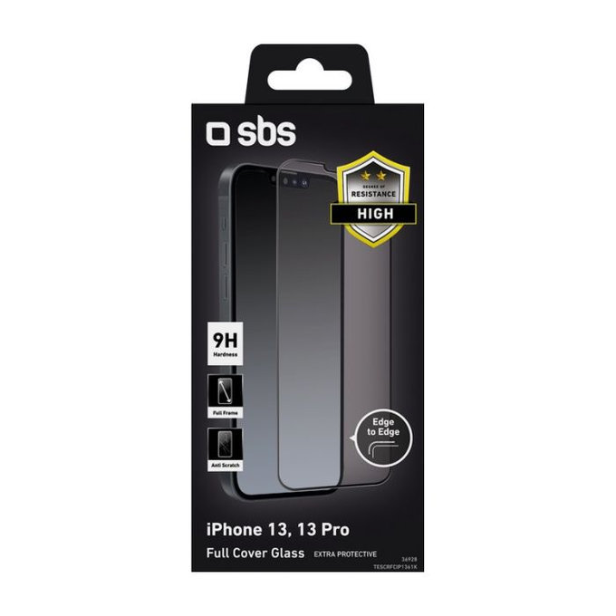 SBS - Tempered Glass Full Cover for iPhone 13, 13 Pro, 14 & 16e, black