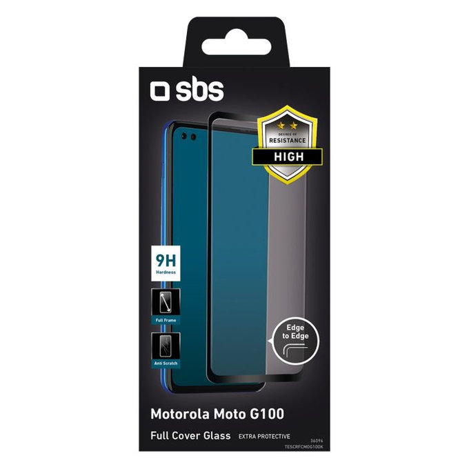 SBS - Tempered Glass Full Cover for Motorola Moto G100, black