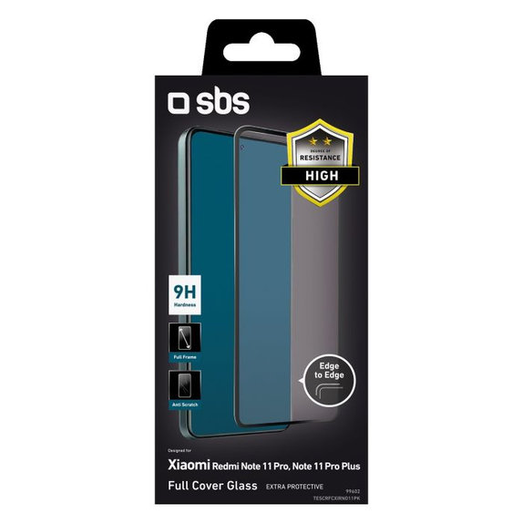 SBS - Tempered Glass Full Cover for Xiaomi Redmi Note 11 Pro, Note 11 Pro 5G & Poco X4 Pro, black