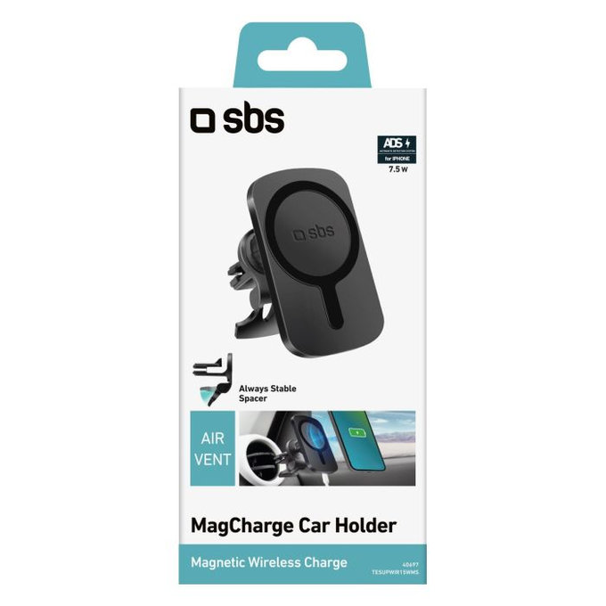 SBS - MagCharge Car Holder for MagSafe Charging into the Vent, black