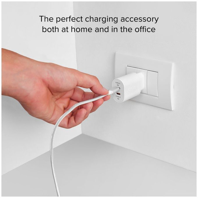 SBS - 20W Charging Adapter 2x USB-C Power Delivery, white