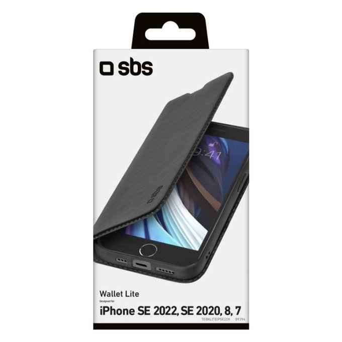 SBS - Case Book Wallet Lite for iPhone 7, 8, SE 2020 & SE 2022, black