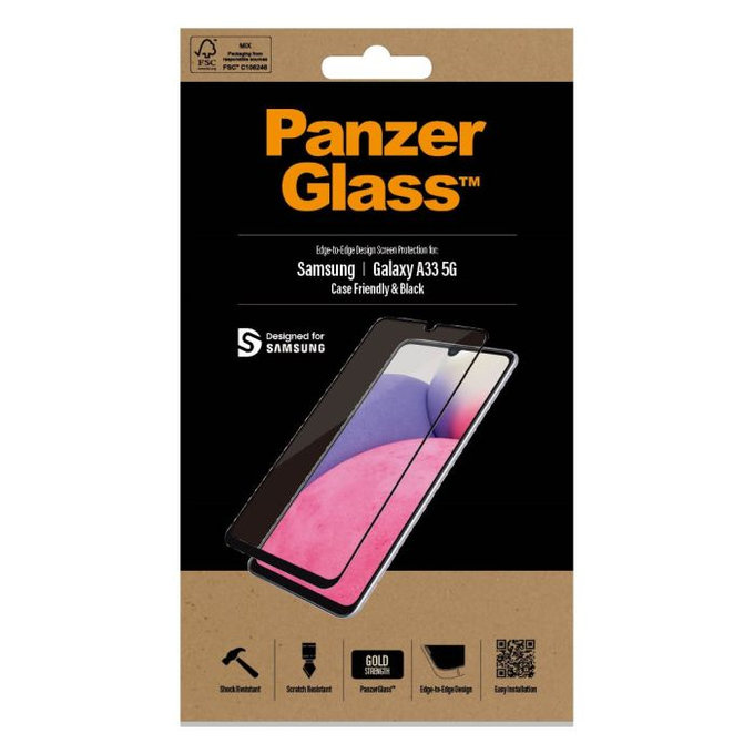 PanzerGlass - Tempered Glass Case Friendly for Samsung Galaxy A33 5G, Black