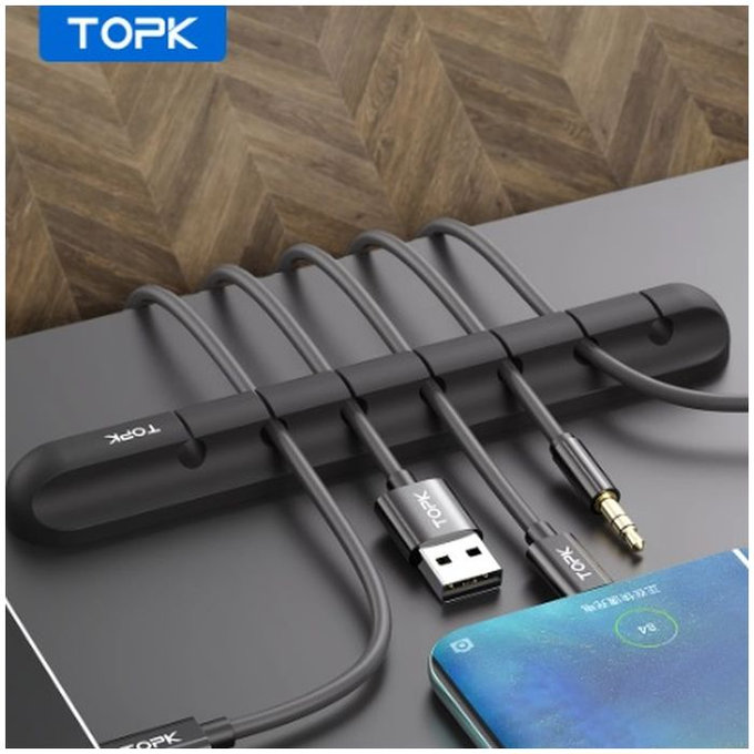 TOPK - Cable Organiser - Holder for 5 Cables, black