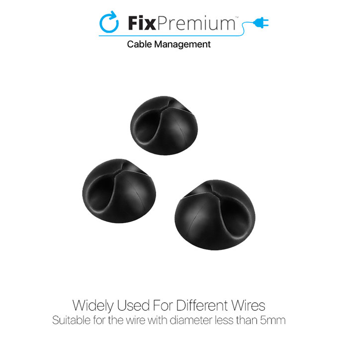 FixPremium - Cable Organizer - Cable Holder - Set of 3, black