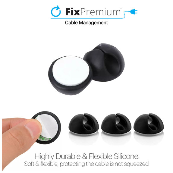 FixPremium - Cable Organizer - Cable Holder - Set of 3, black