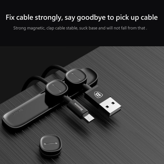 Baseus - Cable Organizer - Holder for 3 Cables, Black