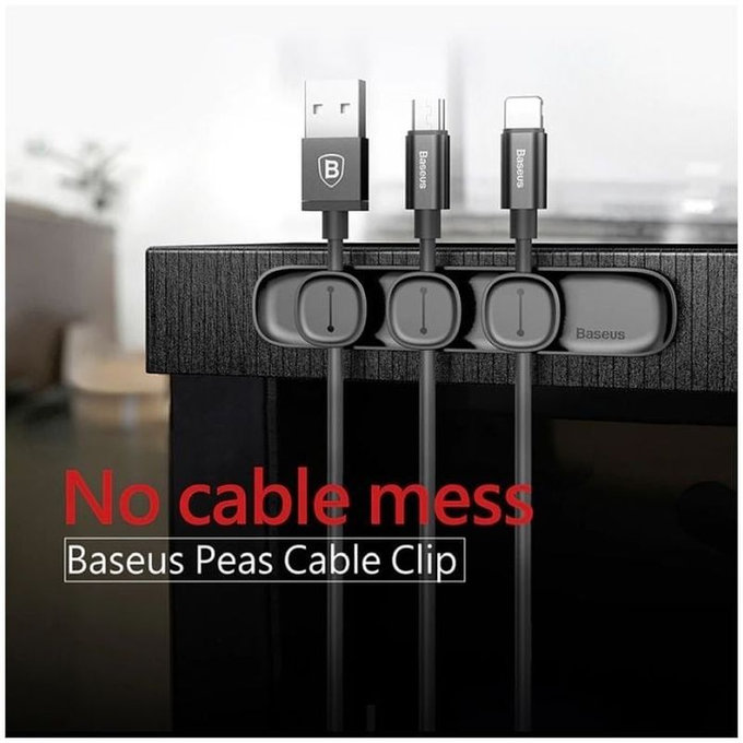 Baseus - Cable Organizer - Holder for 3 Cables, Black