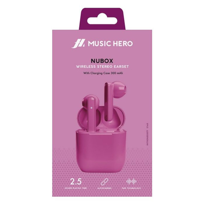 Music Hero - Wireless Earphones TWS NUBOX, pink