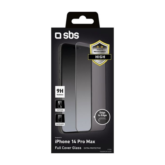 SBS - Tempered Glass Full Cover for iPhone 14 Pro Max, black