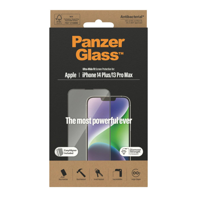 Tempered Glass UWF AB with Applicator for iPhone 14 Plus/13 Pro Max, Black, PanzerGlass