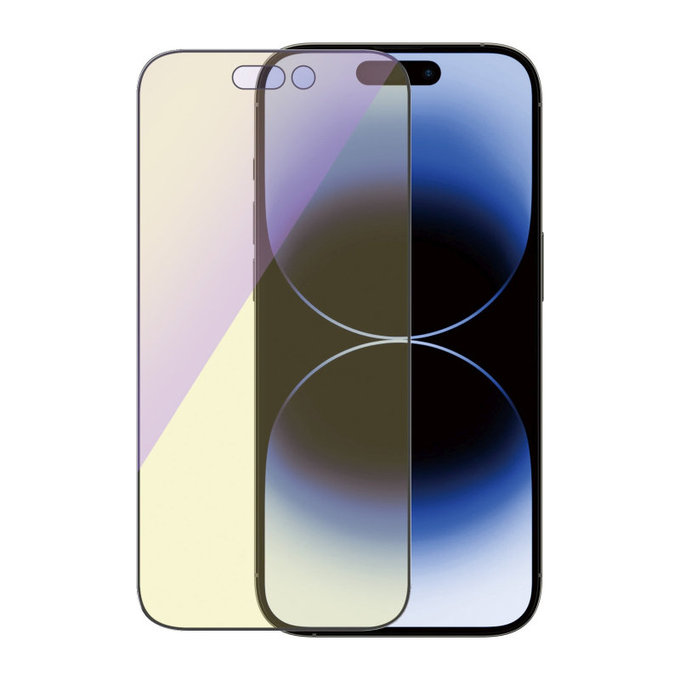 Tempered Glass UWF Anti-Bluelight AB with Applicator for iPhone 14 Pro, Black, PanzerGlass