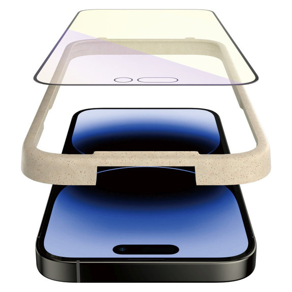 Tempered Glass UWF Anti-Bluelight AB with Applicator for iPhone 14 Pro, Black, PanzerGlass
