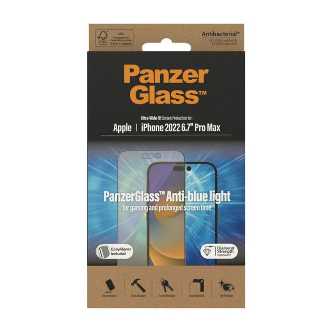 PanzerGlass - Tempered Glass UWF Anti-Bluelight AB for iPhone 14 Pro Max