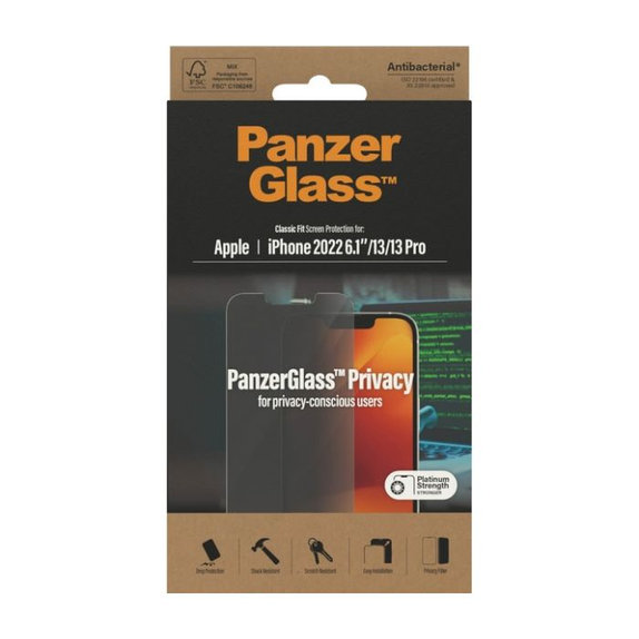 PanzerGlass - Tempered Glass Privacy AB for iPhone 13, 13 Pro, 14 & 16e