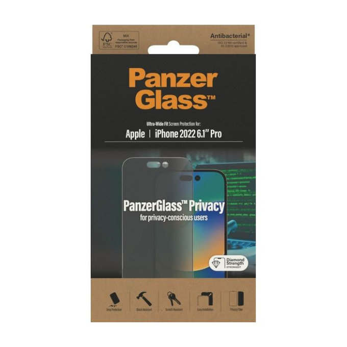 PanzerGlass - Tempered Glass UWF Privacy AB for iPhone 14 Pro