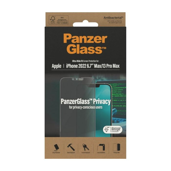 PanzerGlass - Tempered Glass UWF Privacy AB for iPhone 13 Pro Max & 14 Plus