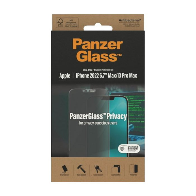 PanzerGlass - Tempered Glass UWF Privacy AB for iPhone 13 Pro Max & 14 Plus
