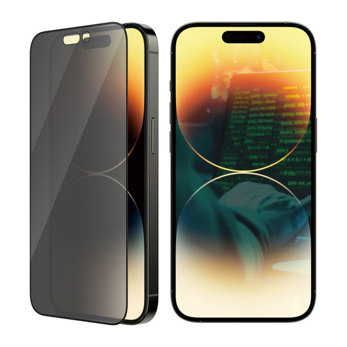 Tempered Glass UWF Privacy AB with Applicator for iPhone 14 Pro, Black, PanzerGlass