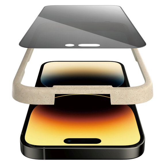 Tempered Glass UWF Privacy AB with Applicator for iPhone 14 Pro, Black, PanzerGlass