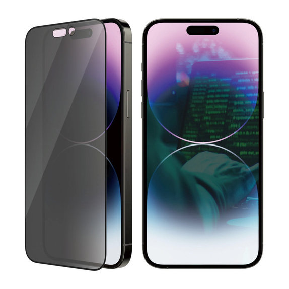 Tempered Glass UWF Privacy AB with Applicator for iPhone 14 Pro Max, Black, PanzerGlass