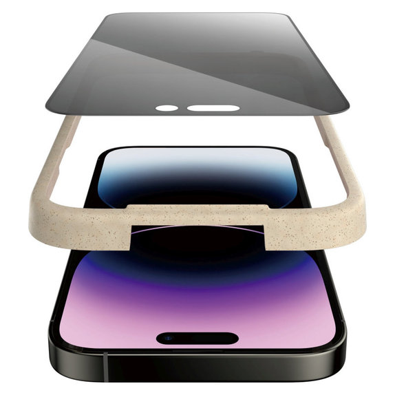 Tempered Glass UWF Privacy AB with Applicator for iPhone 14 Pro Max, Black, PanzerGlass