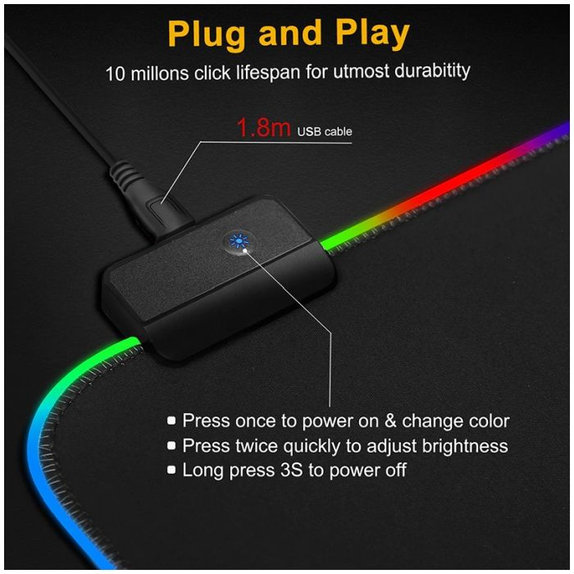 FixPremium - Mouse & KeyBoard Pad with RGB, 90x40cm, black