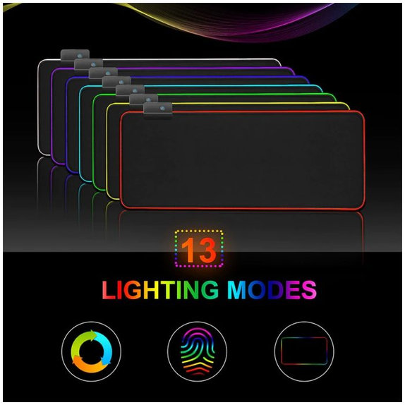 FixPremium - Mouse & KeyBoard Pad with RGB, 90x40cm, black