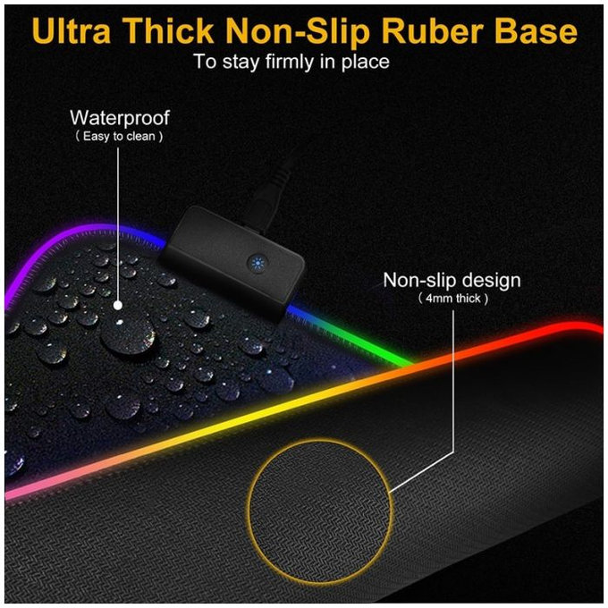 FixPremium - Mouse & KeyBoard Pad with RGB, 90x40cm, black