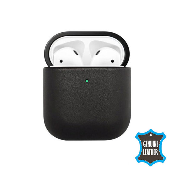 FixPremium - Leather Case for AirPods 1 & 2, black