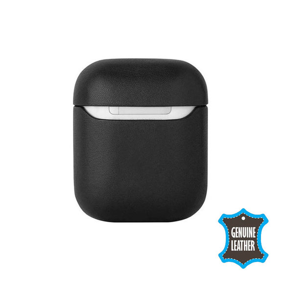 FixPremium - Leather Case for AirPods 1 & 2, black