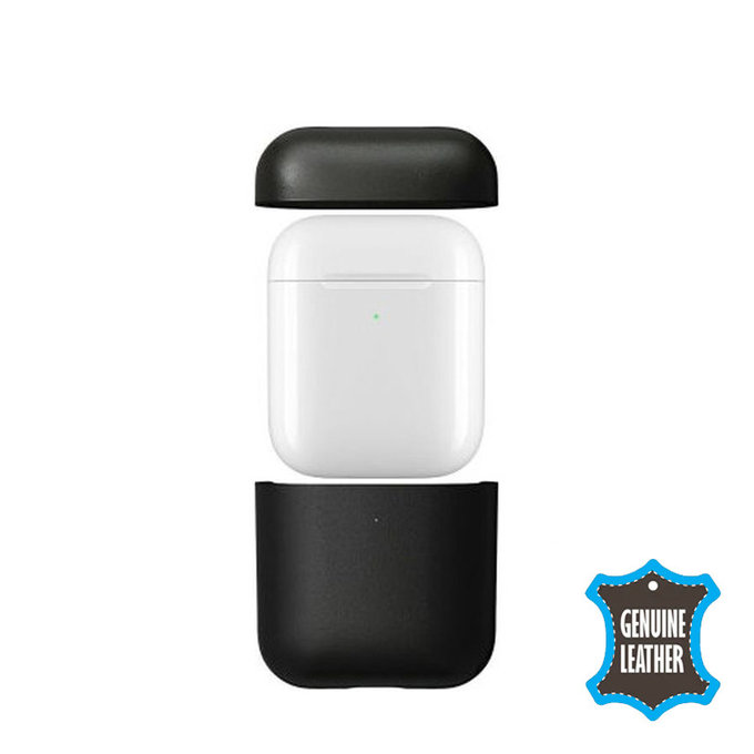 FixPremium - Leather Case for AirPods 1 & 2, black