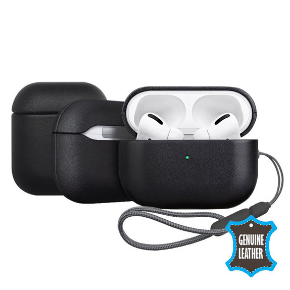 FixPremium - Leather Case for AirPods 3, black