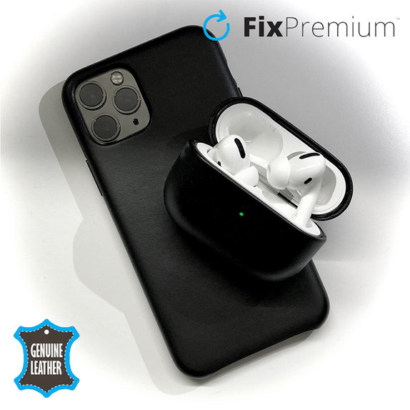 FixPremium - Leather Case for AirPods 3, black