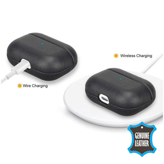 FixPremium - Leather Case for AirPods Pro, black