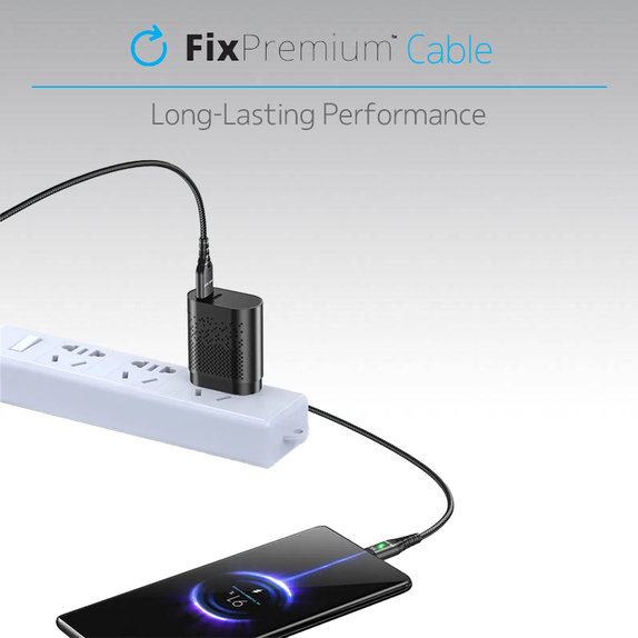FixPremium - USB-C / USB Cable with LED Indicator (1m), black